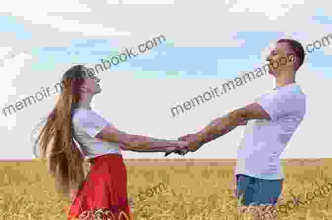 A Couple Holding Hands In A Field, Looking Lovingly Into Each Other's Eyes. The Sun Is Setting In The Background, Casting A Warm Golden Glow Over The Scene. Finding Love Again