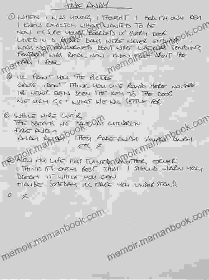 Close Up Of Fly Away Kelly Nielsen's Handwritten Lyrics I Ll Fly Away Kelly Nielson