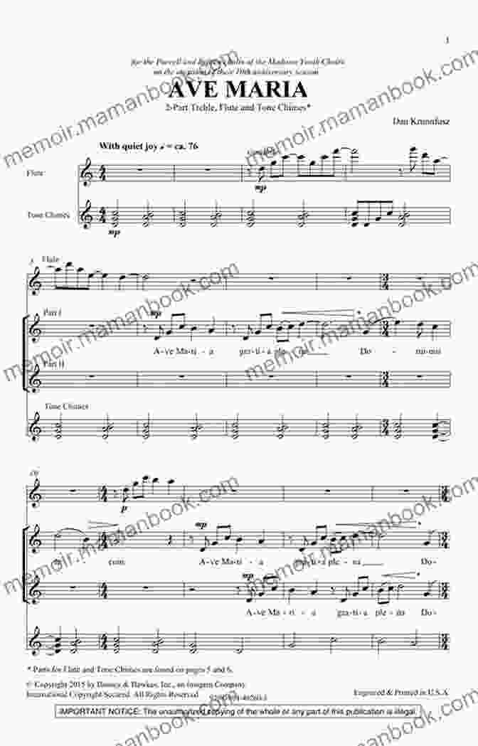 Musical Excerpt From The First Section Of Giulio Caccini's Ave Maria For Saxophone Quartet Giulio Caccini Ave Maria For Saxophone Quartet: Arranged By Giovanni Abbiati